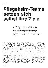 Vorschauseite 1: Pflegeheim-Teams setzen sich selbst ihre Ziele.