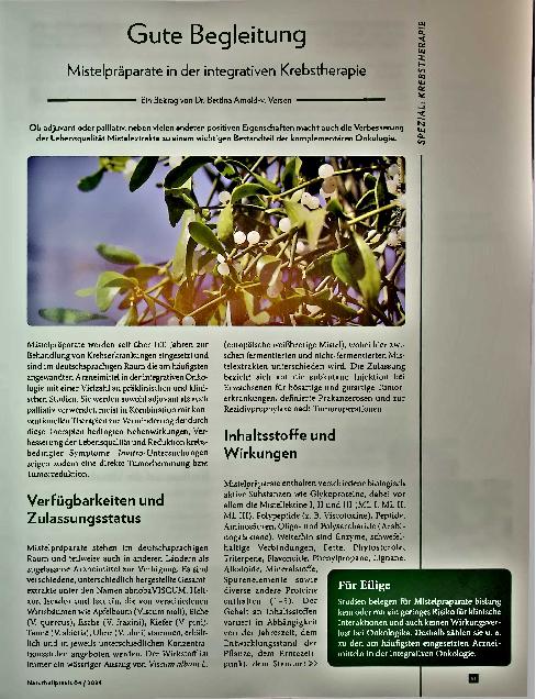 Vorschauseite 1: Gute Begleitung mit Mistelpräparaten in der integrativen Krebstherapie