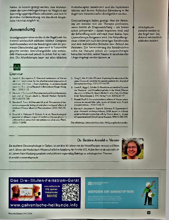 Vorschauseite 3: Gute Begleitung mit Mistelpräparaten in der integrativen Krebstherapie