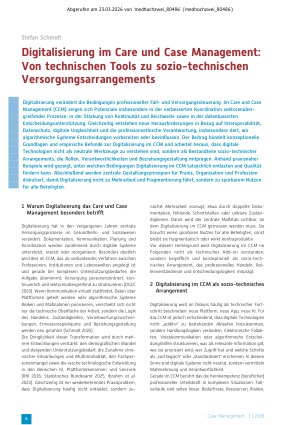 Vorschauseite 1: Digitalisierung im Care und Case Management: Von technischen Tools zu sozio-technischen Versorgungsarrangements