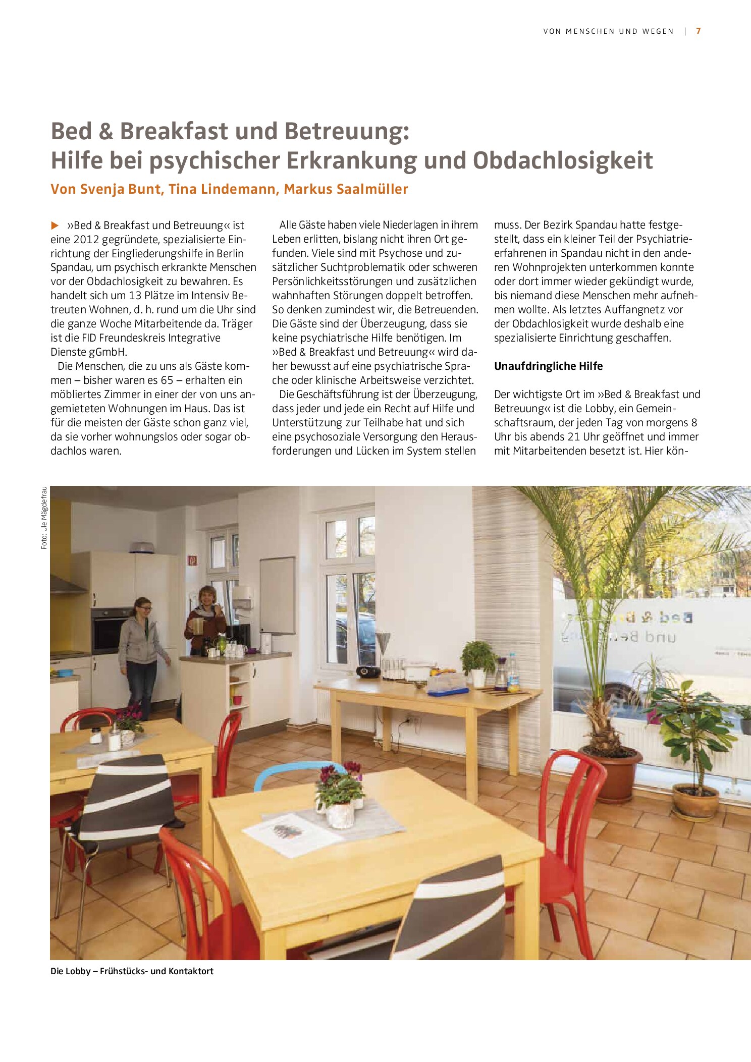 Vorschauseite 1: Bed & Breakfast und Betreuung: Hilfe bei psychischer Erkrankung und Obdachlosigkeit