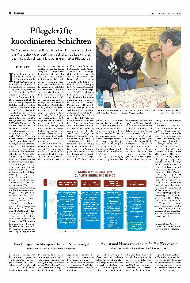 Vorschauseite 1: Pflegekräfte koordinieren Schichten.