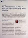 Vorschauseite 1: Ein Rückblick auf die deutsche EU-Ratspräsidentschaft im zweiten Halbjahr 2020