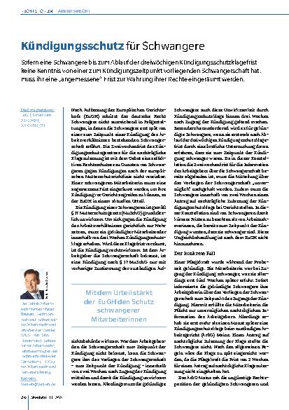 Vorschauseite 1: Kündigungsschutz für Schwangere