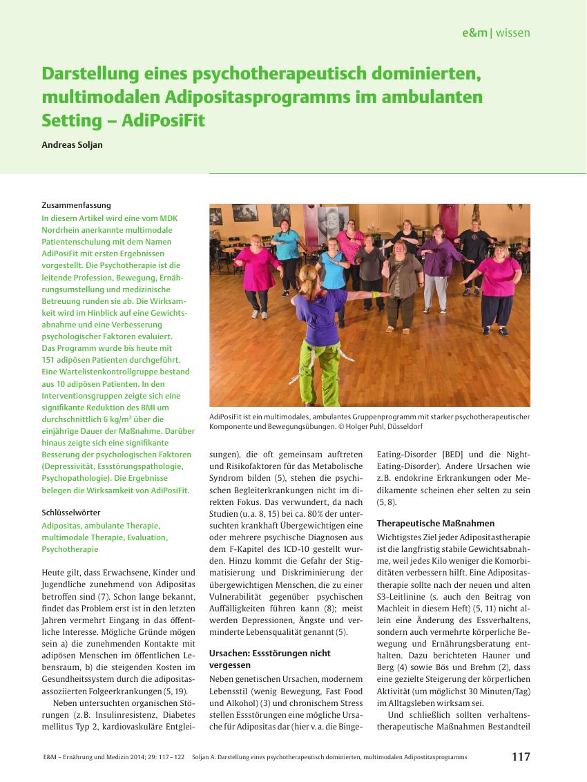 Vorschauseite 1: Darstellung eines psychotherapeutisch dominierten, multimodalen Adipositasprogramms im ambulanten Setting – AdiPosiFit