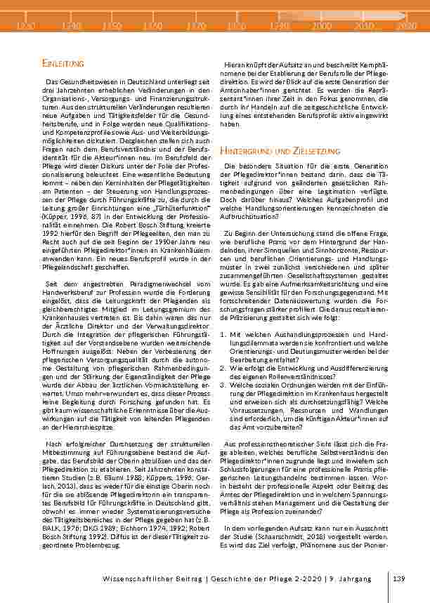 Vorschauseite 2: Die ersten Pflegedirektor*innen: Eine Balance zwischen Legitimation und Anerkennung
