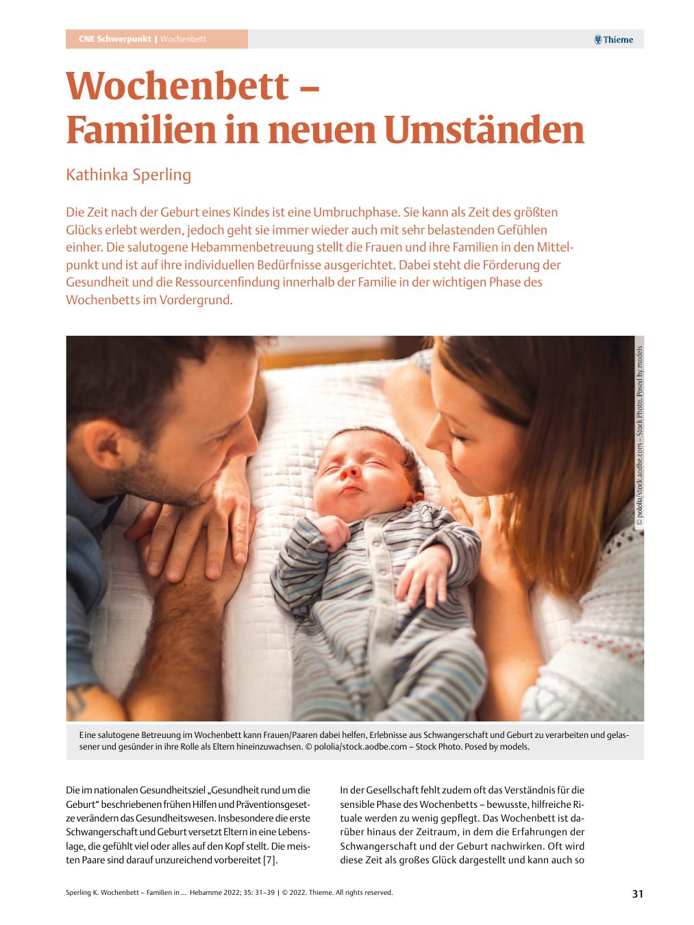 Vorschauseite 1: Wochenbett – Familien in neuen Umständen