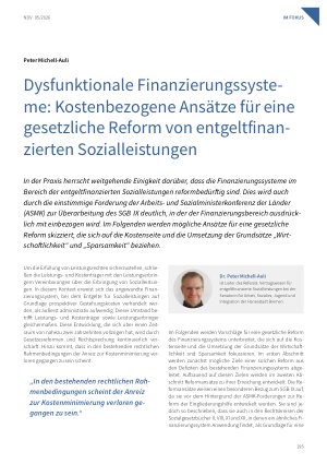 Vorschauseite 1: Dysfunktionale Finanzierungssysteme: Kostenbezogene Ansätze für eine gesetzliche Reform von entgeltfinanzierten Sozialleistungen