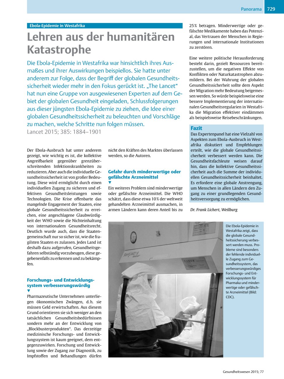 Vorschauseite 1: Lehren aus der humanitären Katastrophe