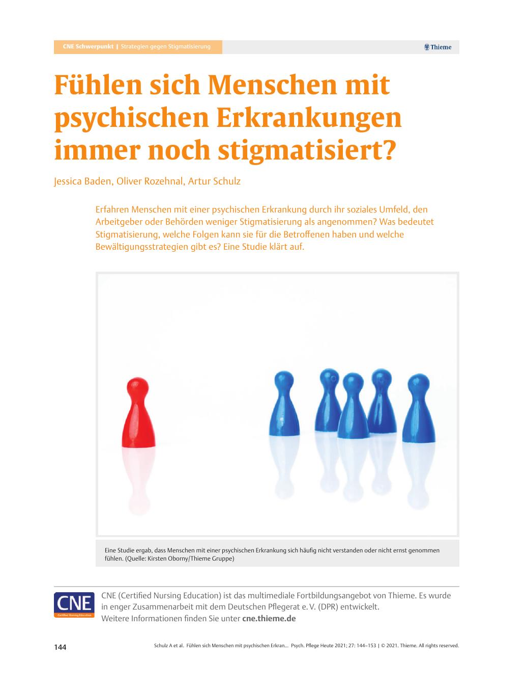 Vorschauseite 1: Fühlen sich Menschen mit psychischen Erkrankungen immer noch stigmatisiert?