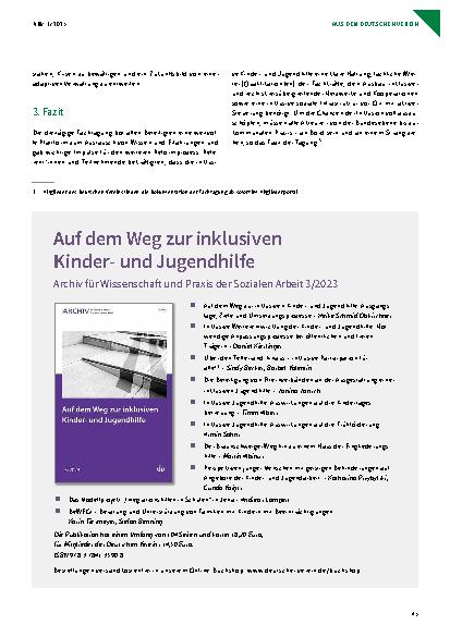 Vorschauseite 6: Inklusives SGB VIII auf dem Weg – Deutscher Verein setzt Impulse für die Reform der Kinderund Jugendhilfe
