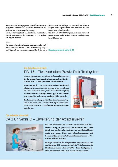 Vorschauseite 4: Neues aus dem Normenwerk Routinekontrolle und Validierung von Sterilisationsprozessen