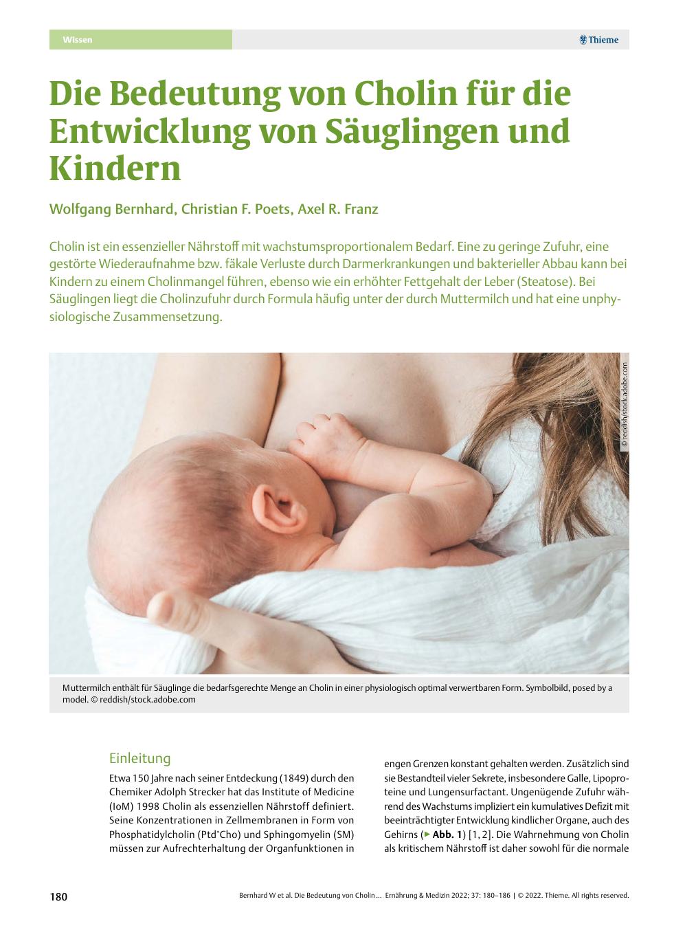 Vorschauseite 1: Die Bedeutung von Cholin für die Entwicklung von Säuglingen und Kindern