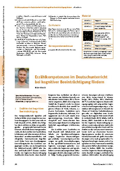 Vorschauseite 1: Erzählkompetenzen im Deutschunterricht bei kognitiver Beeinträchtigung fördern