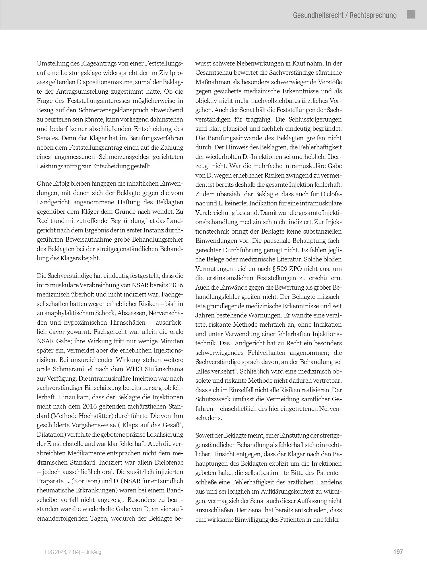 Vorschauseite 4: Haftung für schwere Nervenschäden wegen fehlerhafter Injektion
