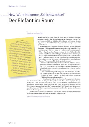 Vorschauseite 1: „Schichtwechsel“ Der Elefant im Raum