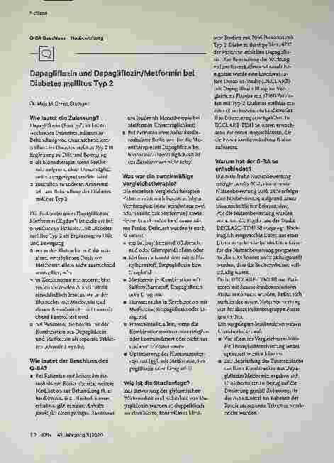 Vorschauseite 1: Dapagliflozin und Dapagliflozin/Metformin bei Diabetes mellitus Typ 2