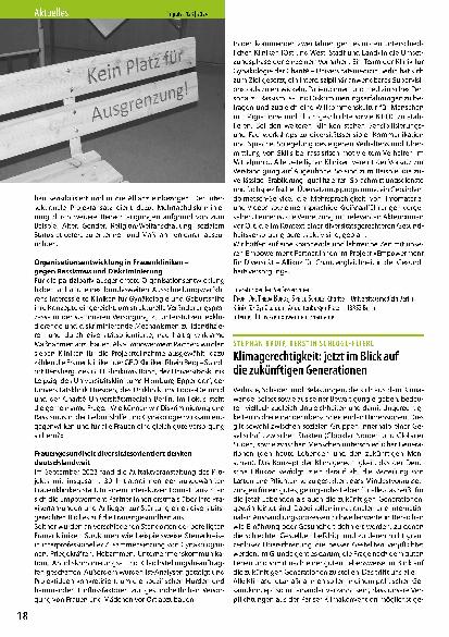 Vorschauseite 1: Klimagerechtigkeit: jetzt im Blick auf die zukünftigen Generationen