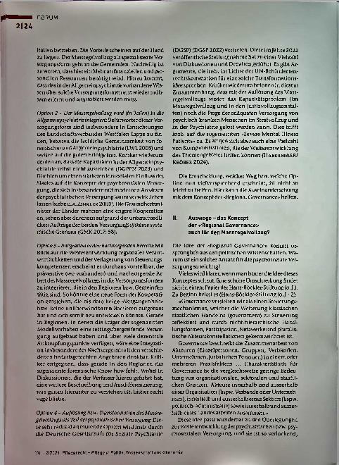 Vorschauseite 4: Aufbruch für die psychosoziale Versorgung - auch in der Schweiz? «Regional Governance» und Maßregelvollzug