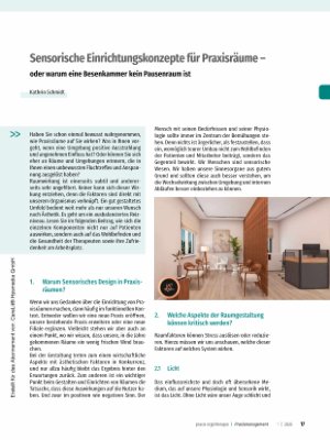 Vorschauseite 1: Sensorische Einrichtungskonzepte für Praxisräume - oder warum eine Besenkammer kein Pausenraum ist