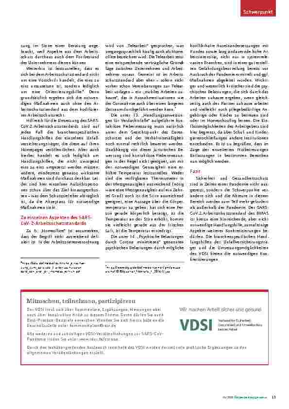Vorschauseite 3: Auswirkungen der Pandemie SARS-CoV-2 und Arbeitsschutz