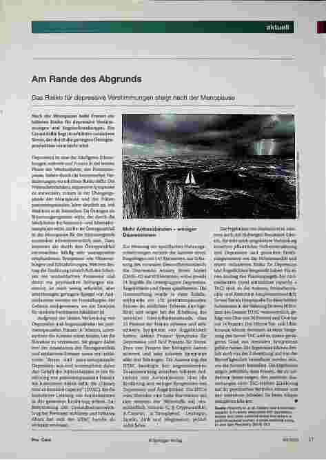 Vorschauseite 1: Am Rande des Abgrunds: Das Risiko für depressive Verstimmungen steigt nach der Menopause.