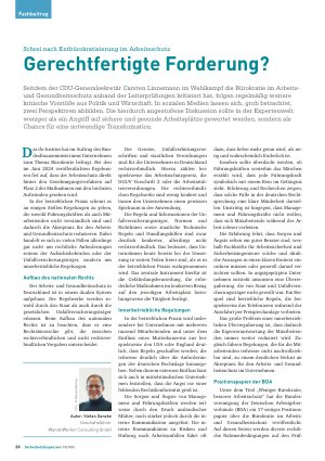 Vorschauseite 1: Schrei nach Entbürokratisierung im Arbeitsschutz Gerechtfertigte Forderung?