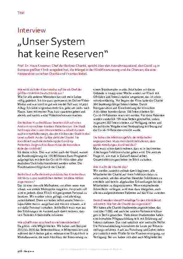 Vorschauseite 1: "Unser System hat keine Reserven."
