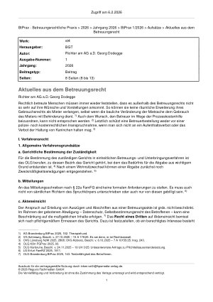 Vorschauseite 1: Aktuelles aus dem Betreuungsrecht