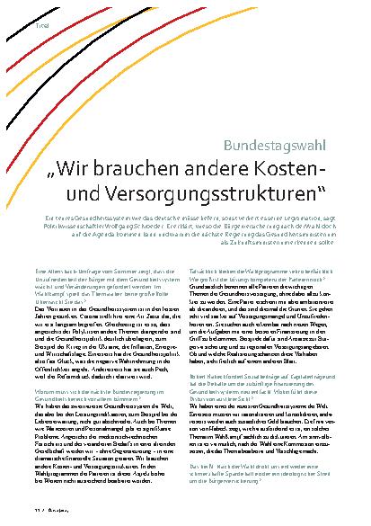 Vorschauseite 1: "Wir brauchen andere Kostenund Versorgungsstrukturen“