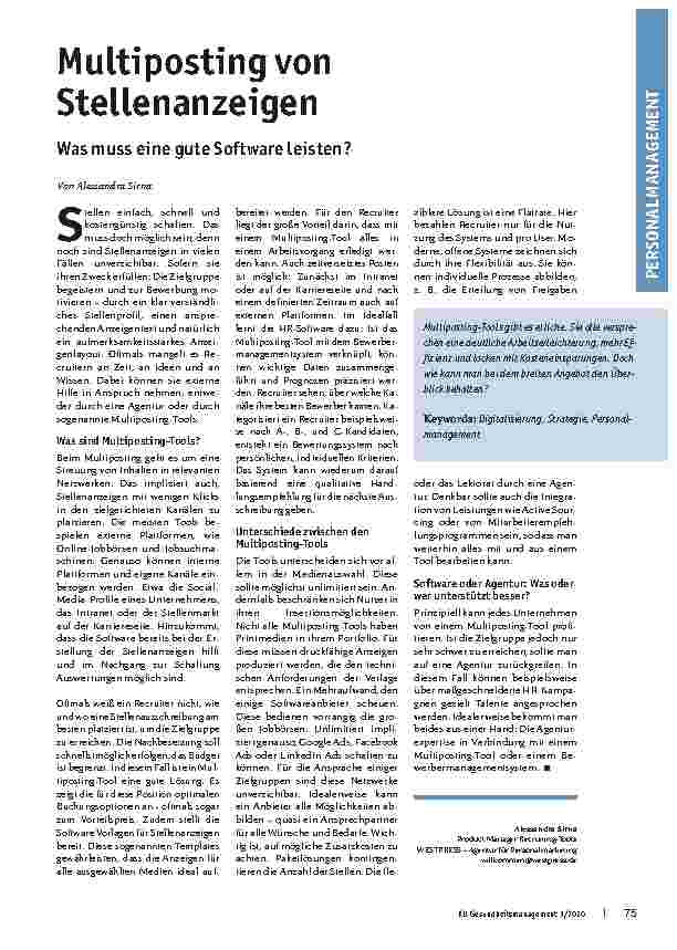 Vorschauseite 1: Multiposting von Stellenanzeigen: Was muss eine gute Software leisten?