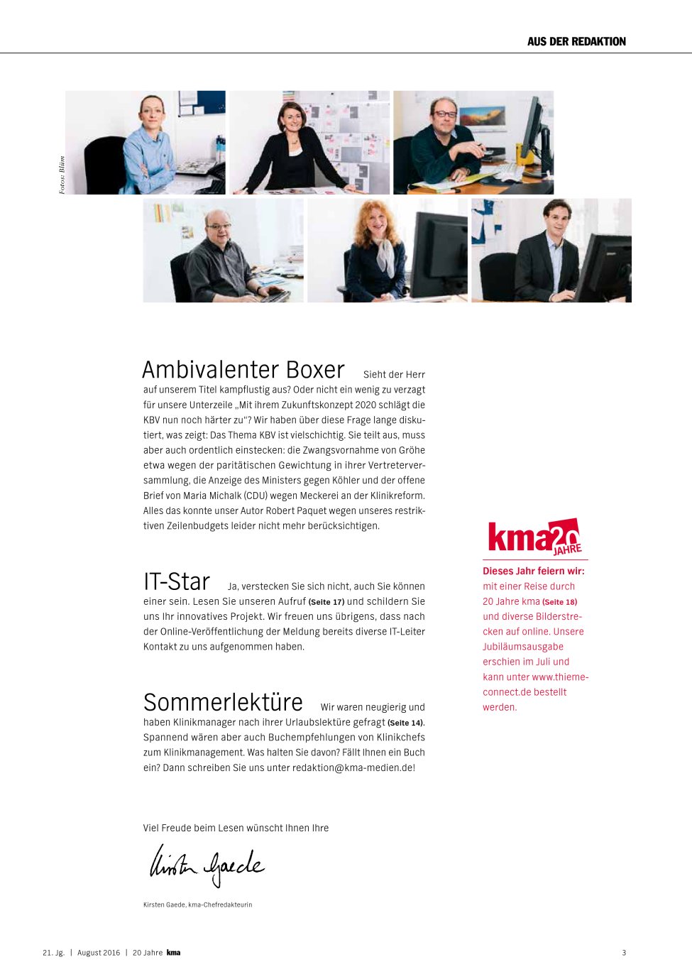 Vorschauseite 1: Aus der Redaktion