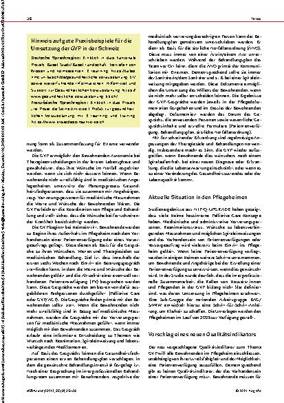 Vorschauseite 2: Selbstbestimmtes, würdevolles Sterben im Pflegeheim: Messung der Gesundheitlichen Vorausplanung (GVP) als Qualitätsindikator