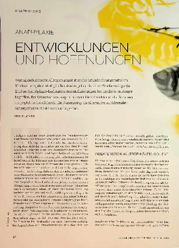 Vorschauseite 1: Anaphylaxie Entwicklungen und Hoffnungen