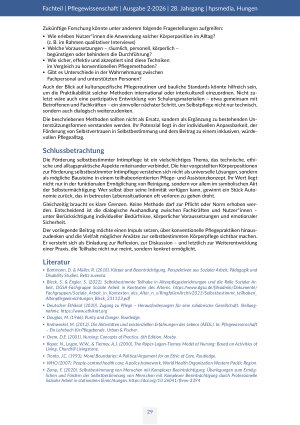 Vorschauseite 4: Förderung autonomer Körperpflege bei Menschen mit Beeinträchtigung. Eine konzeptuelle Betrachtung von Reinigungstechniken im Spannungsfeld von Selbstbestimmung, Teilhabe und Pfleg…