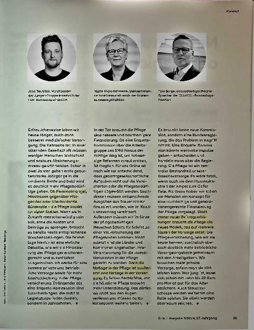 Vorschauseite 2: Pflege: Wie reformieren?