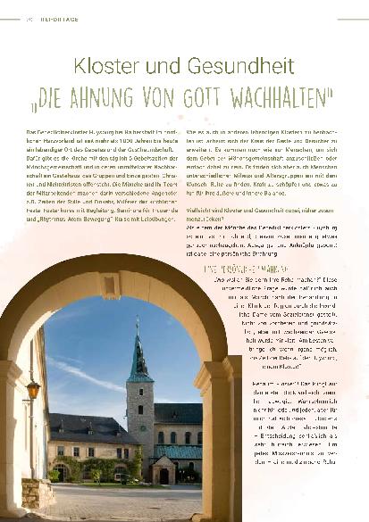 Vorschauseite 1: Kloster und Gesundheit „Die Ahnung von Gott wachhalten“