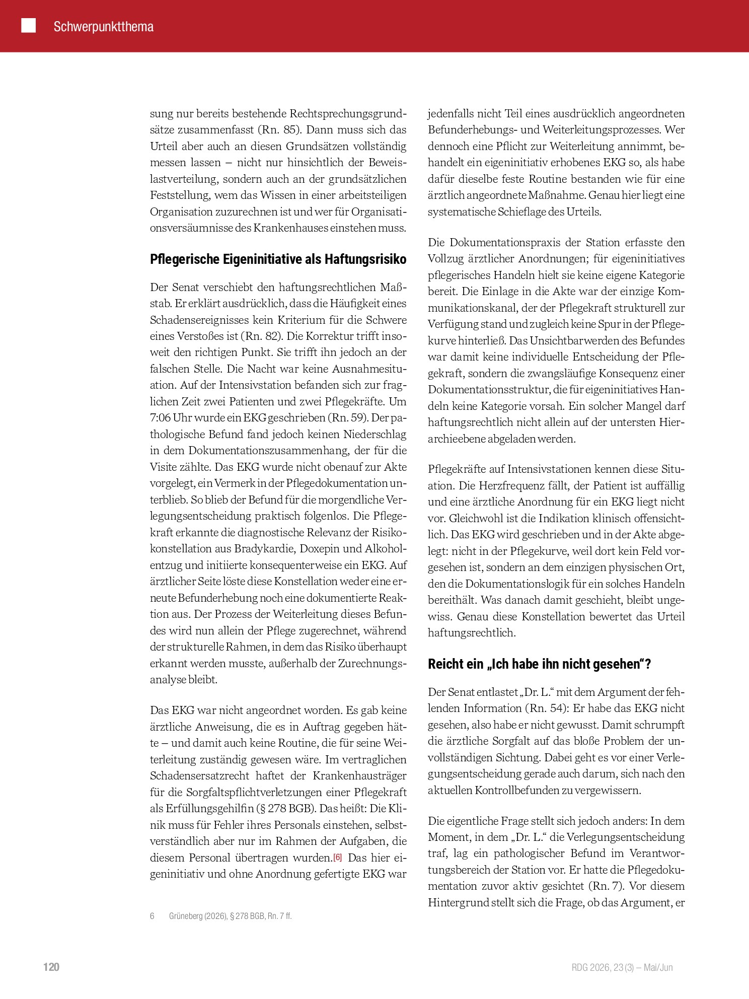 Vorschauseite 3: Pflegerische Eigeninitiative als Haftungsrisiko in der arbeitsteiligen Intensivmedizin