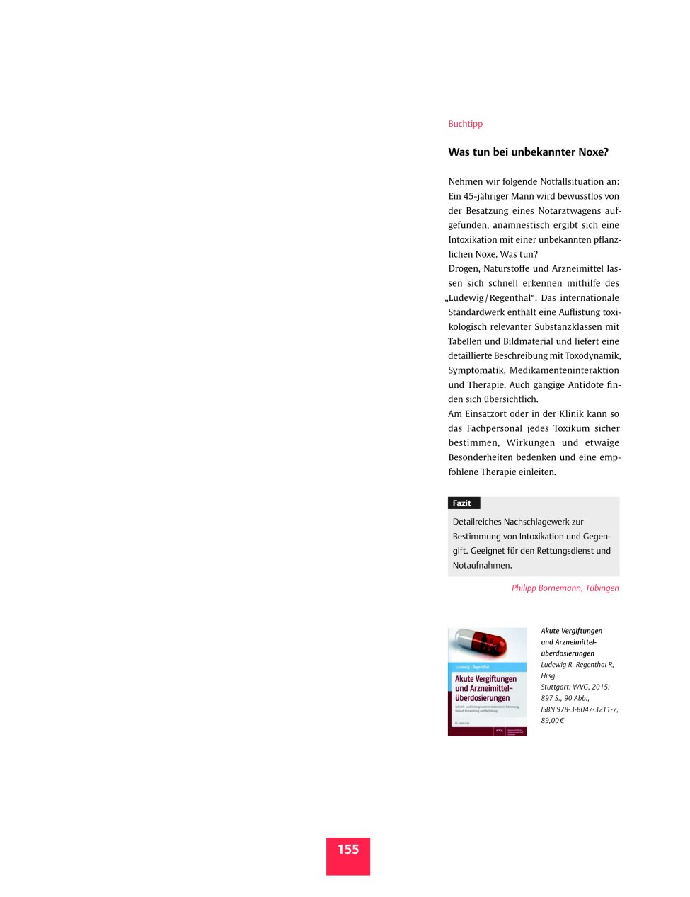 Vorschauseite 1: Buchtipp ? Was tun bei unbekannter Noxe?