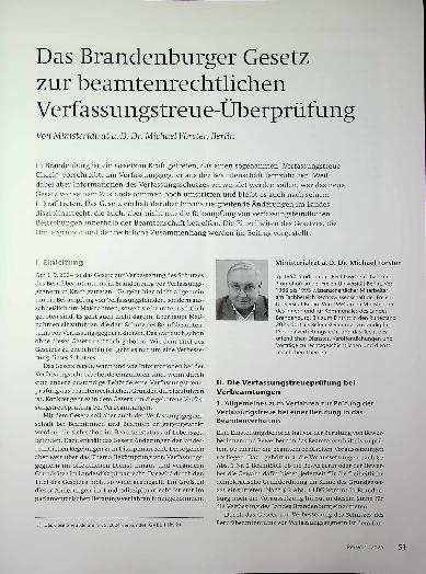 Vorschauseite 1: Das Brandenburger Gesetz zur beamtenrechtlichen Verfassungstreue-Überprüfung
