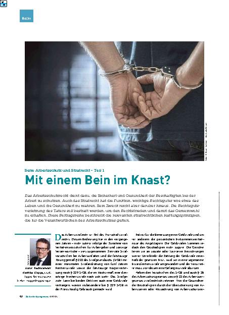 Vorschauseite 1: Serie Arbeitsschutz und Strafrecht – Teil 1 Mit einem Bein im Knast?