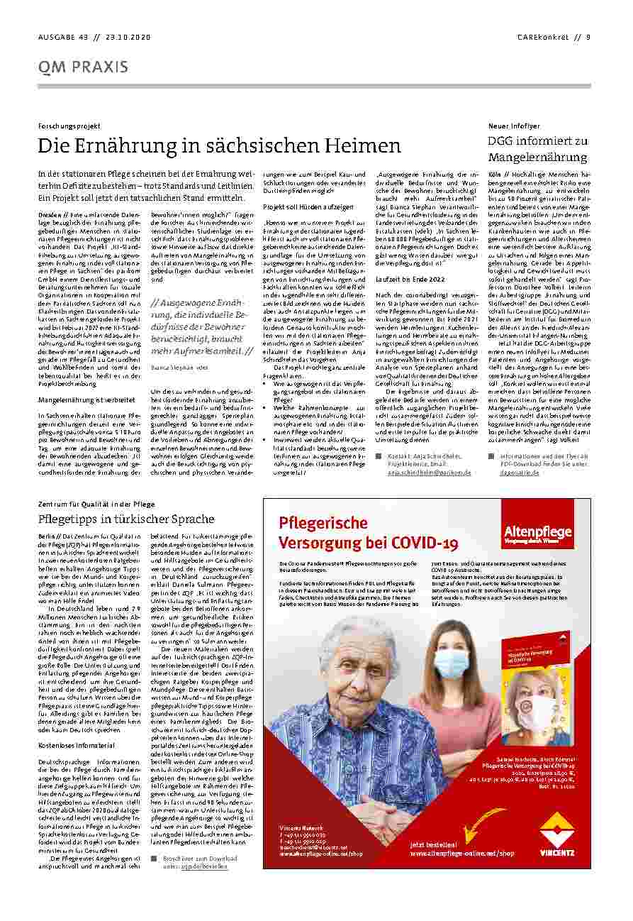 Vorschauseite 1: Die Ernährung in sächsischen Heimen