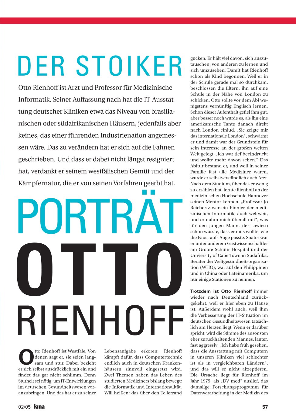 Vorschauseite 1: Porträt Otto Riemhoff