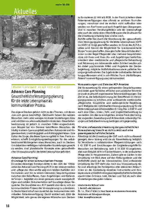 Vorschauseite 1: Advance Care Planning Gesundheitliche Versorgungsplanung für die letzte Lebensphase als kommunikativer Prozess