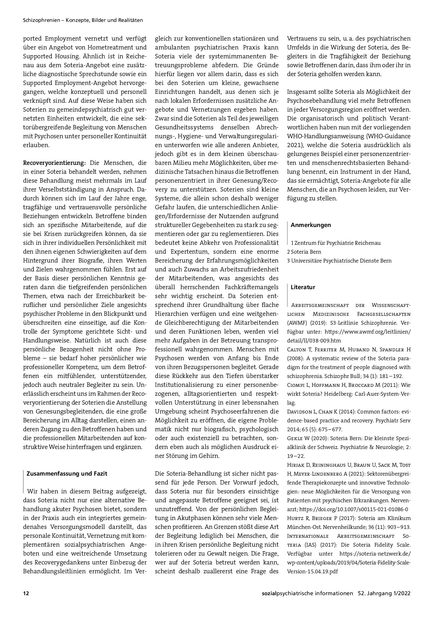 Vorschauseite 4: Soteria: Ein unterschätztes Behandlungsmodell für Menschen mit Psychosen