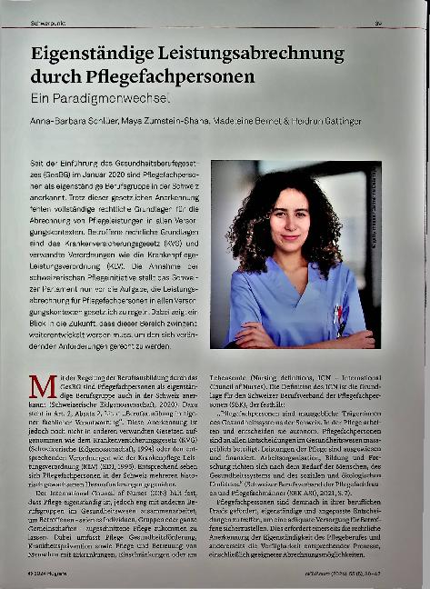 Vorschauseite 1: Eigenständige Leistungsabrechnung durch Pflegefachpersonen. Ein Paradigmenwechsel.