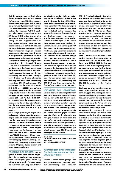 Vorschauseite 2: Verhindern Virostatika, Kortikosteroide und monoklonale Antikörper in der Akutbehandlung von COVID-19 das Risiko für Long COVID?
