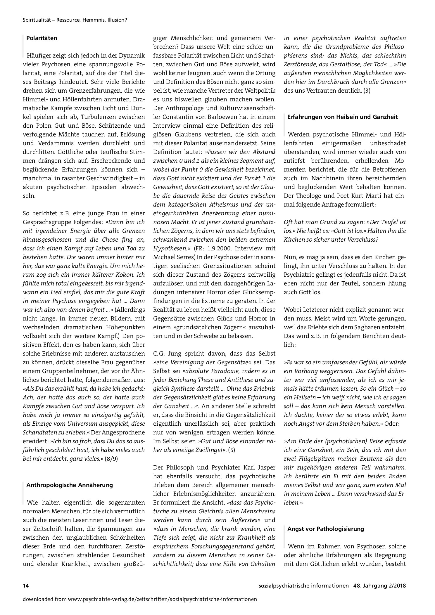 Vorschauseite 2: Himmel- und Höllenfahrten. Was die Psychiatrie damit anfangen könnte