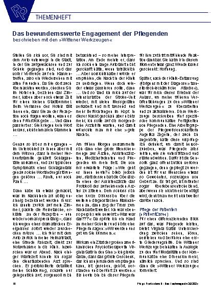 Vorschauseite 1: Das bewundernswerte Engagement der Pflegenden beschrieben mit den "Wittener Werkzeugen"