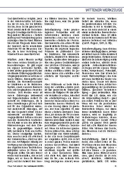 Vorschauseite 4: Das bewundernswerte Engagement der Pflegenden beschrieben mit den "Wittener Werkzeugen"